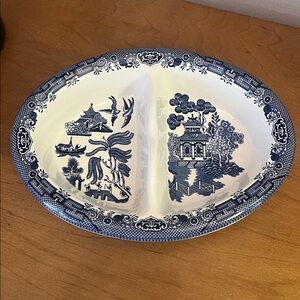 Churchill Blue Willow Divided Serving Bowl